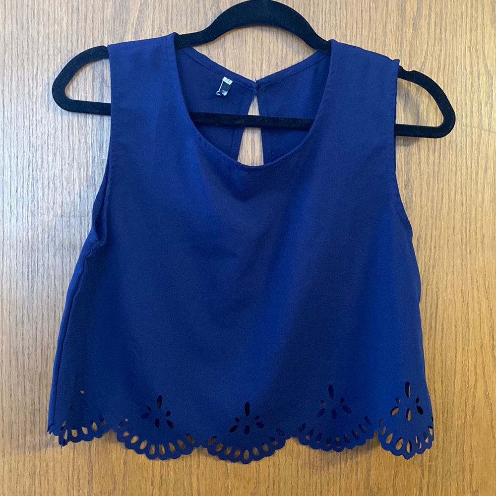 Zaful Royal Blue Scalloped Top